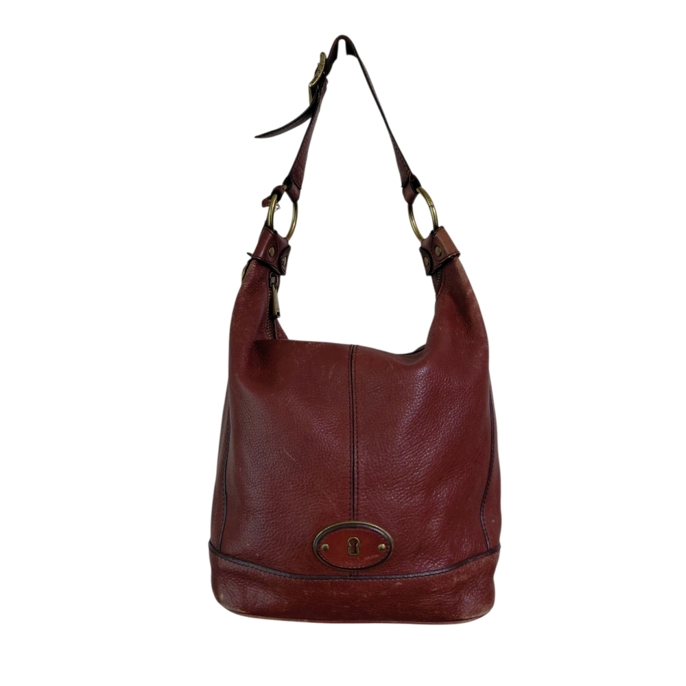 👜 Fossil Burgundy Pebbled Leather Shoulder Hobo